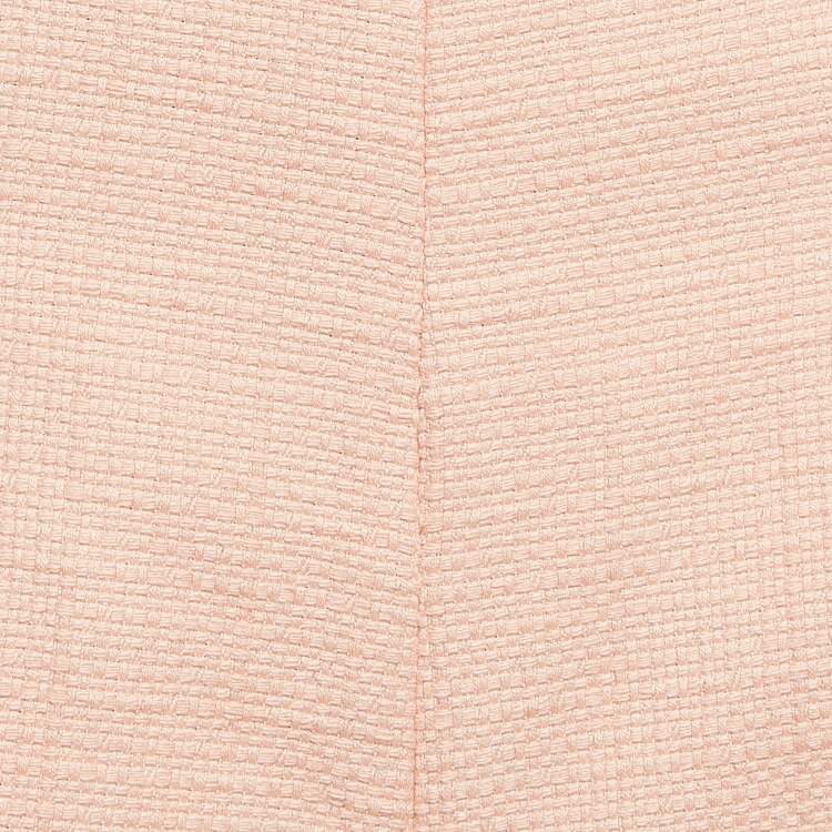 Pre Owned Balmain Light Orange Canvas Button Embellished High-Waist Shorts S