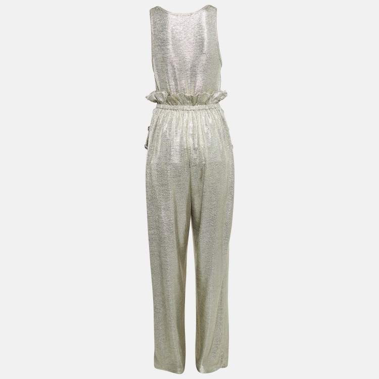 Pre Owned Balmain Metallic Jersey Pant & Top Set M
