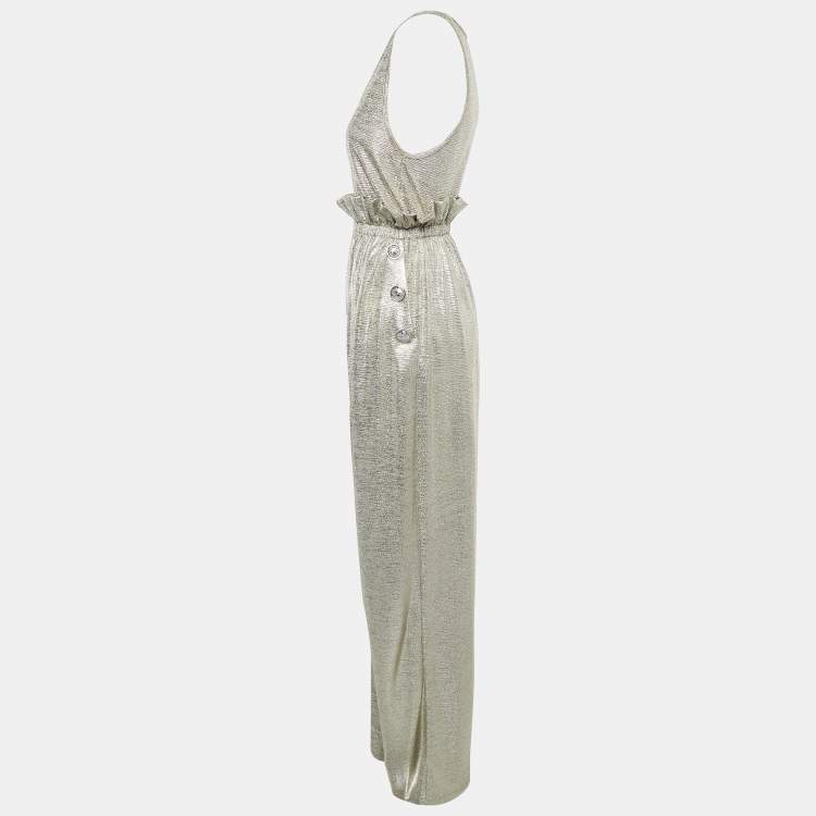 Pre Owned Balmain Metallic Jersey Pant & Top Set M