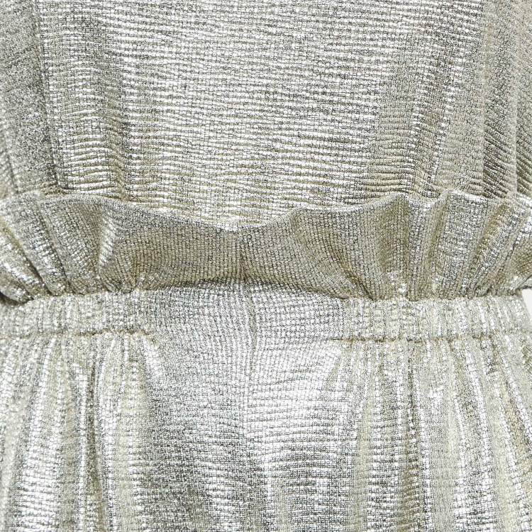 Pre Owned Balmain Metallic Jersey Pant & Top Set M