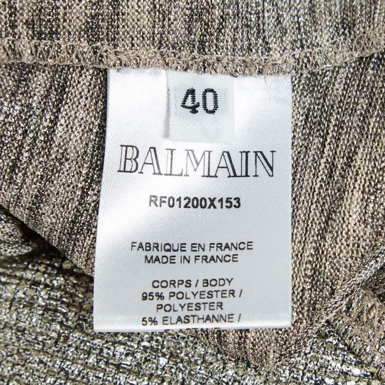 Pre Owned Balmain Metallic Jersey Pant & Top Set M