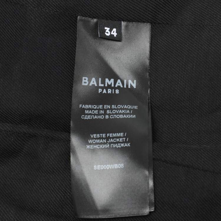 Pre Owned Balmain Black Wool One Buttoned Blazer XS