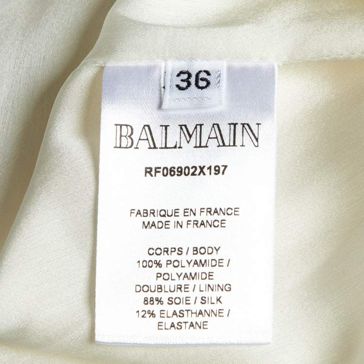 Pre Owned Balmain White Sequin & Bead Embellished Mesh Gown S