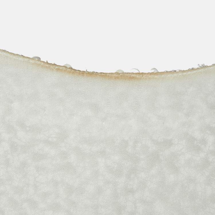 Pre Owned Balmain White Sequin & Bead Embellished Mesh Gown S