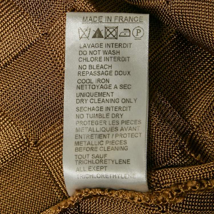 Pre Owned Balmain Brown Woven Patterned Jersey Pocket Detail Midi Skirt S