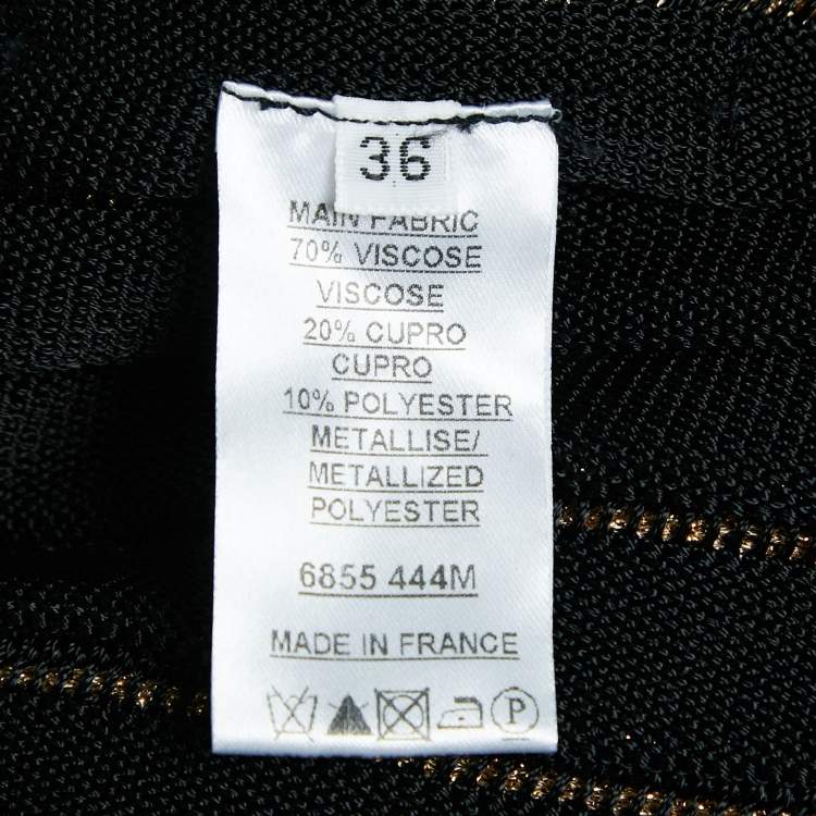 Pre Owned Balmain Black/Gold Striped Lurex Knit Duster Cardigan S