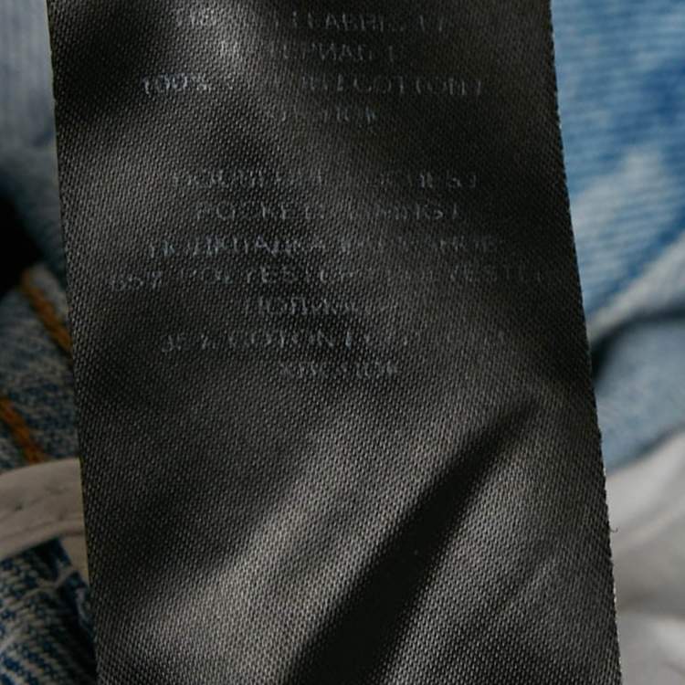 Pre Owned Balmain Blue Distressed Denim Raw Edge Crop Jacket S