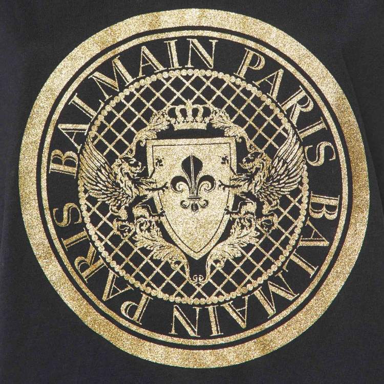 Pre Owned Balmain Black Logo Print Cotton Sleeveless T-Shirt L