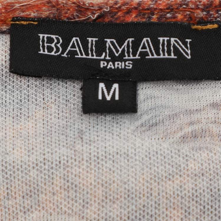 Pre Owned Balmain Multicolor Animal Print Jersey T-Shirt M