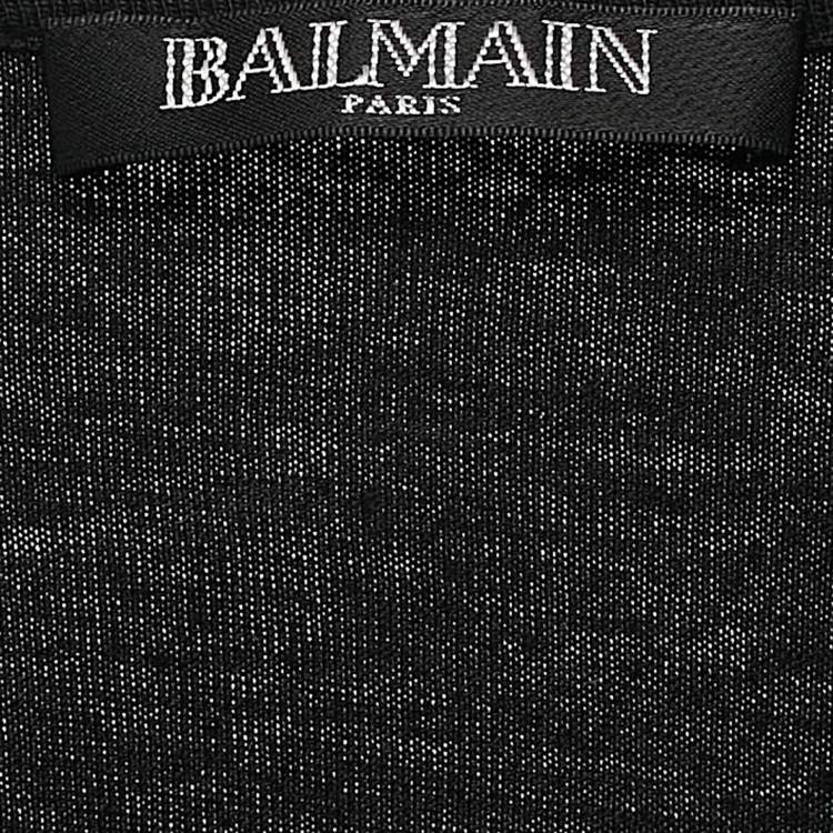 Pre Owned Balmain Black Dragon Embellished Cotton Knit Sleeveless Top M
