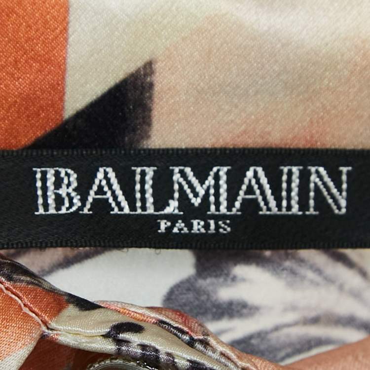 Pre Owned Balmain Multicolor Printed Satin Silk Shirt S