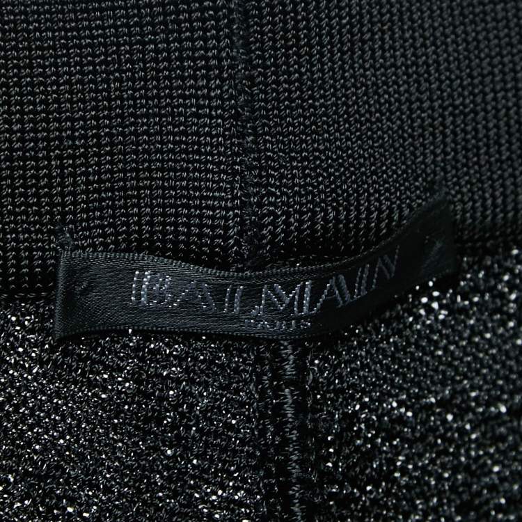 Pre Owned Balmain Black Jacquard Jersey Leggings S