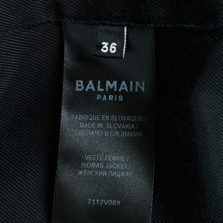 Pre Owned Balmain Black Crepe Grain-de-poudre Button Detail Blazer S