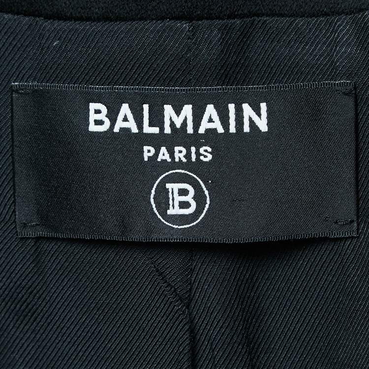 Pre Owned Balmain Black Crepe Grain-de-poudre Button Detail Blazer S