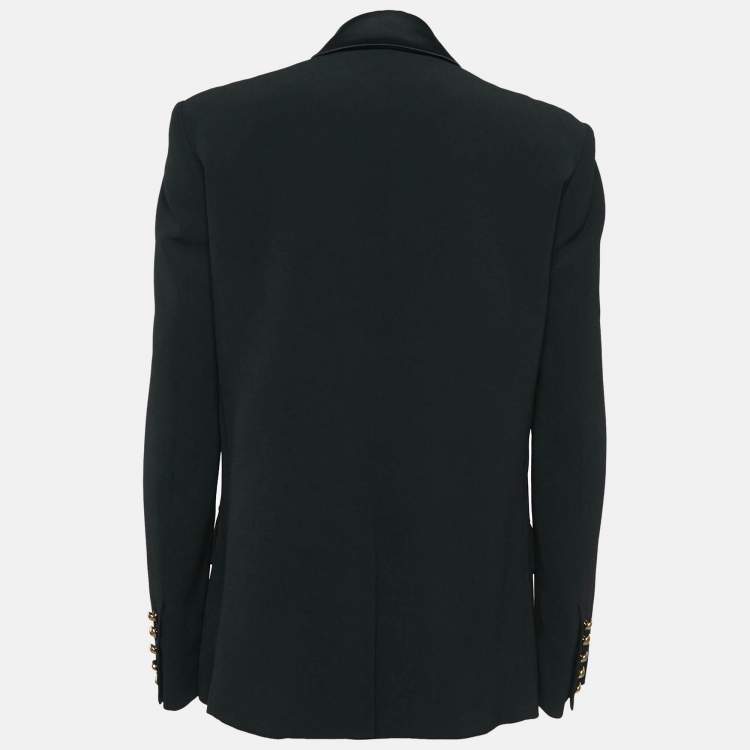 Pre Owned Balmain Black Crepe Grain-de-poudre Button Detail Blazer S