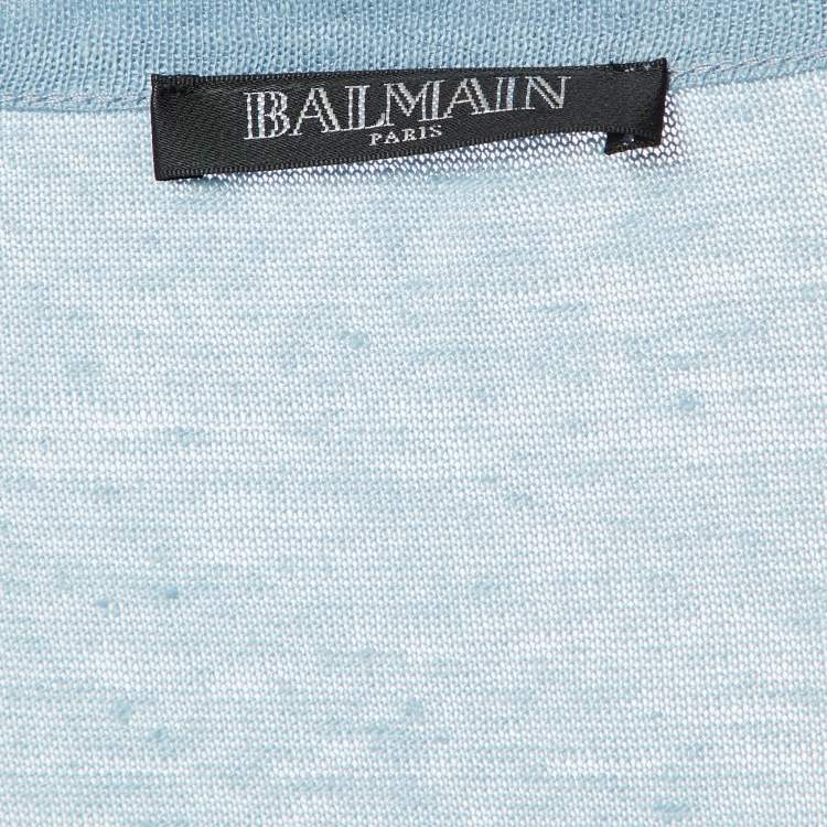 Pre Owned Balmain Navy Blue Cashmere Knit Lace-Up Tank Top M