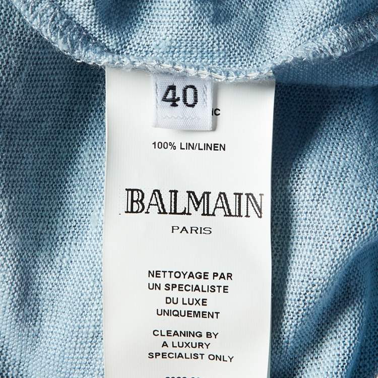 Pre Owned Balmain Navy Blue Cashmere Knit Lace-Up Tank Top M
