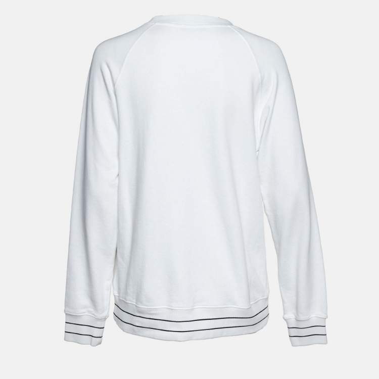Balmain White Logo Flock Print Cotton Sweatshirt M Balmain | TLC