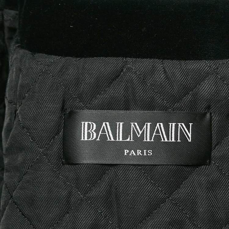 Pre Owned Balmain Black Velvet Button Detail Single Breasted Jacket S