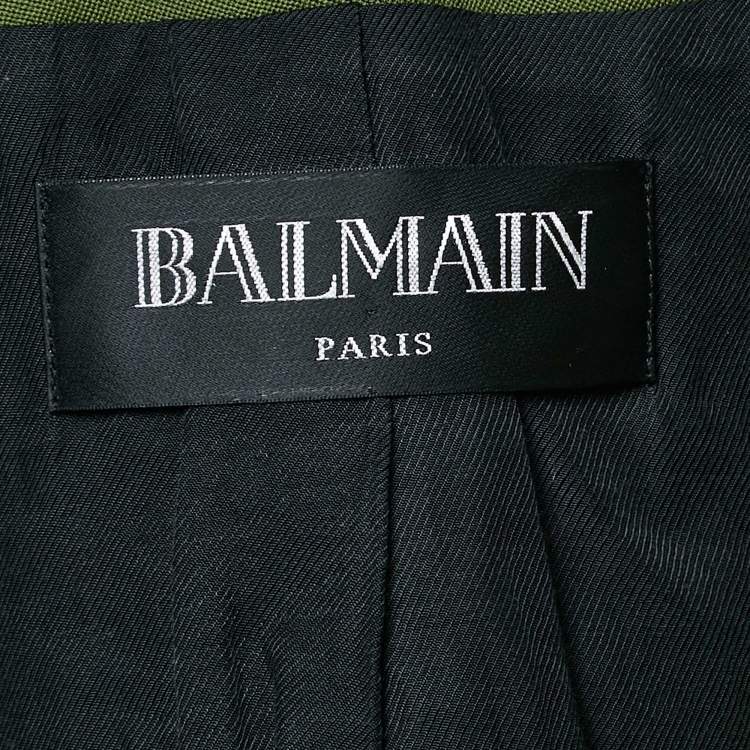 Pre Owned Balmain Green Gabardine Wool Double-Breasted Blazer S
