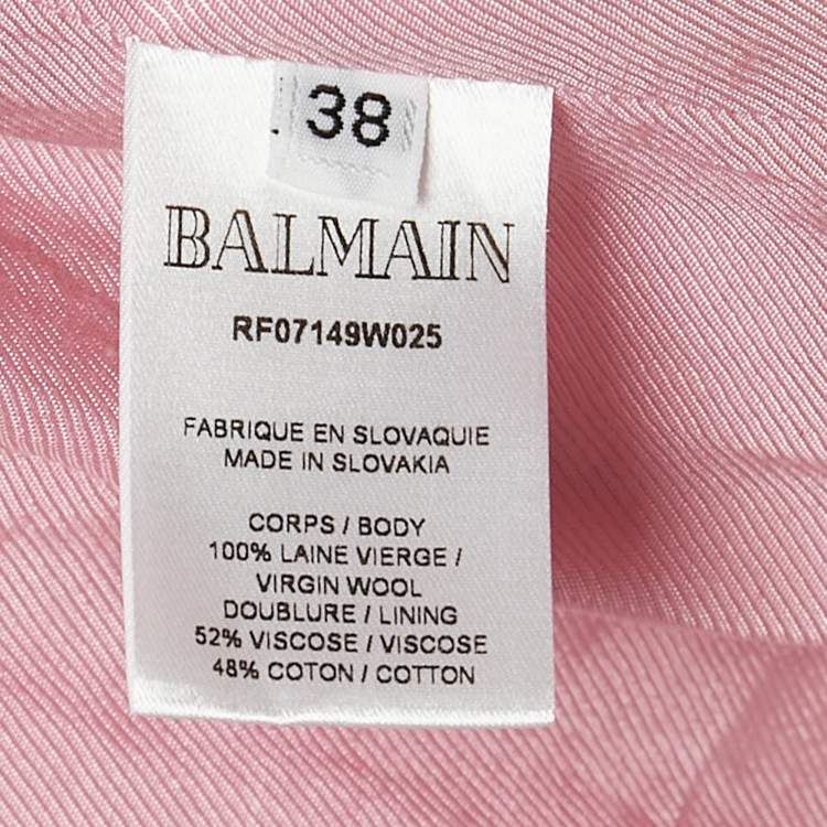 Pre Owned Balmain Pink Gabardine Double Breasted Blazer M