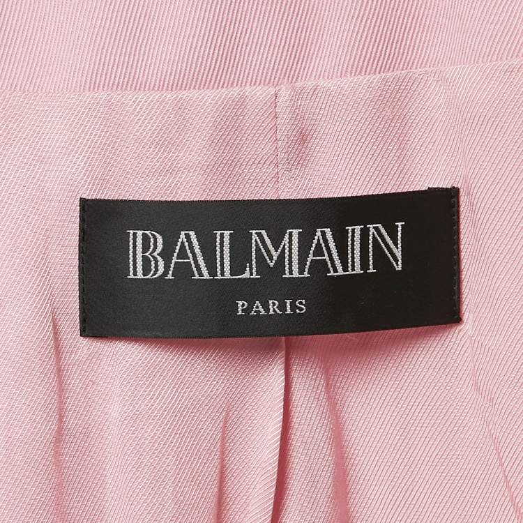 Pre Owned Balmain Pink Gabardine Double Breasted Blazer M