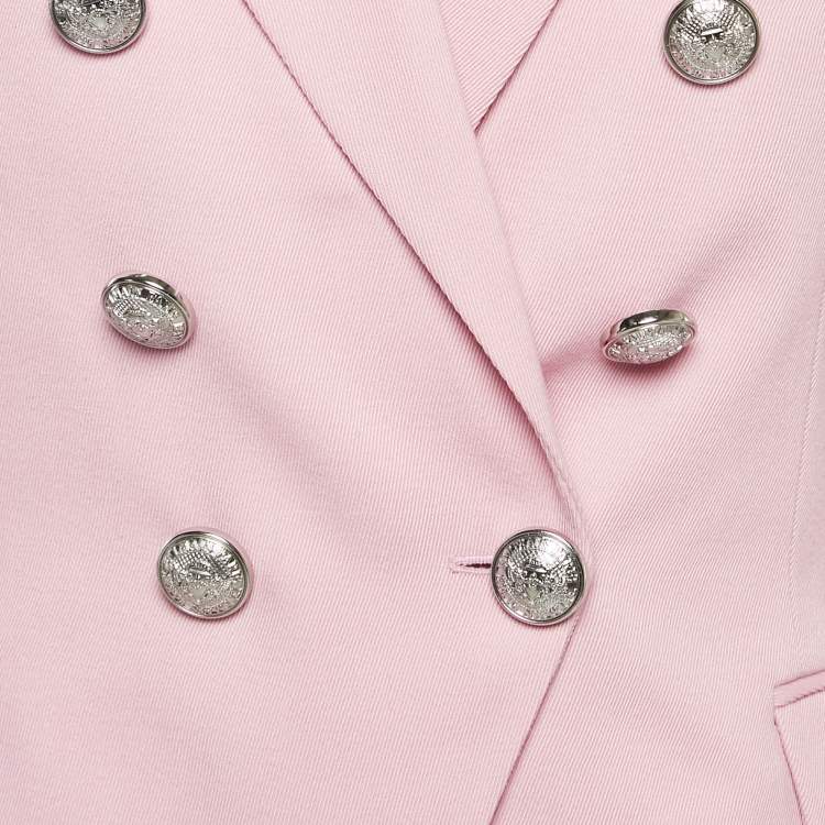 Pre Owned Balmain Pink Gabardine Double Breasted Blazer M