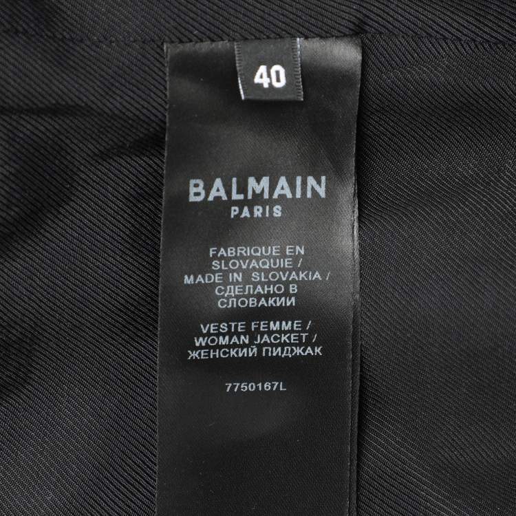 Pre Owned Balmain Black Wool Buttoned Front Blazer M