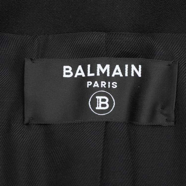 Pre Owned Balmain Black Wool Buttoned Front Blazer M