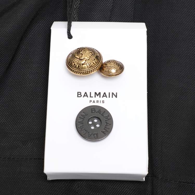 Pre Owned Balmain Black Wool Buttoned Front Blazer M