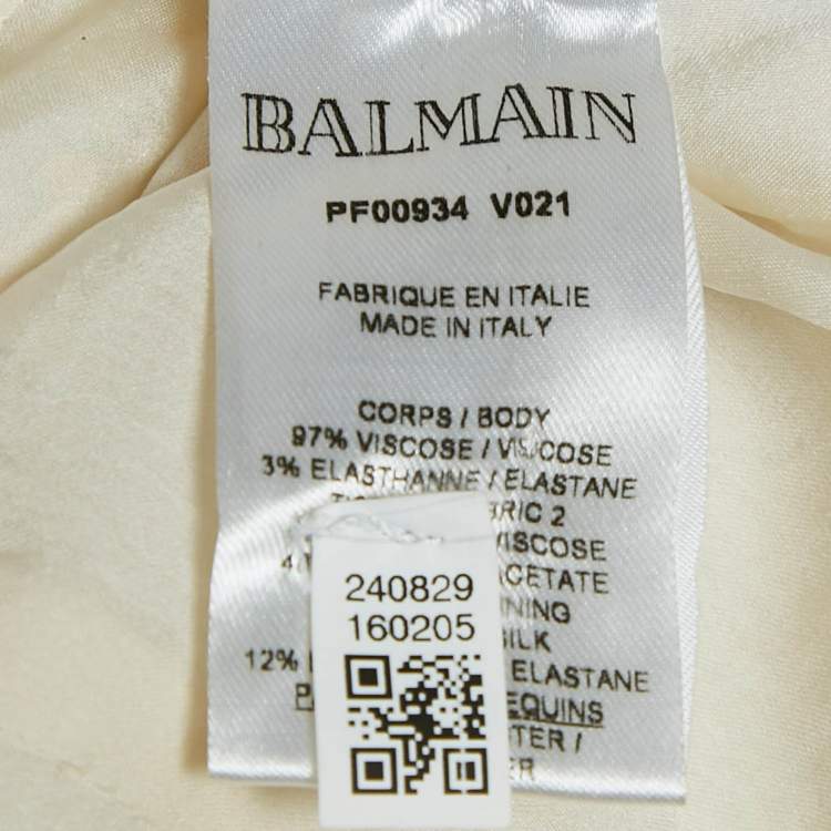Pre Owned Balmain Metallic Blue Sequin Sleeveless Bodysuit M