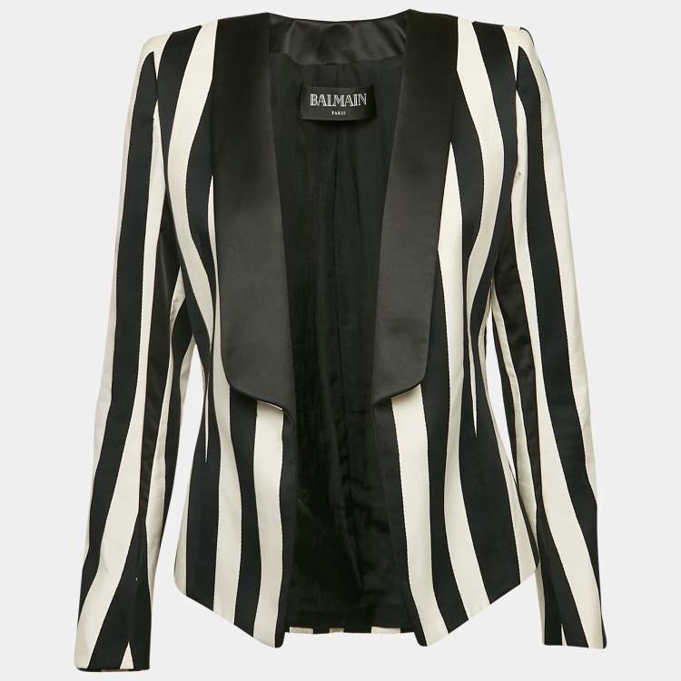 Newest Kenar open front, white and black strip, warm weather blazer size M