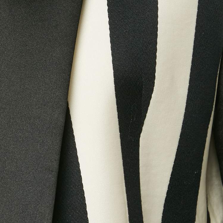 Pre Owned Balmain Black/White Stripe Cotton Blend Open Front Blazer M