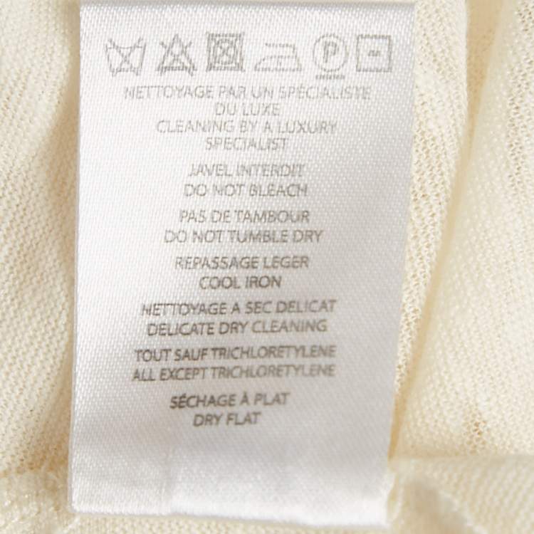 Pre Owned Balmain Cream Linen Knit Short Sleeve Top L