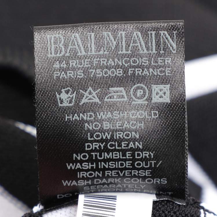 Pre Owned Balmain Black/White Striped Knit Fabric Crew Neck Sweater M