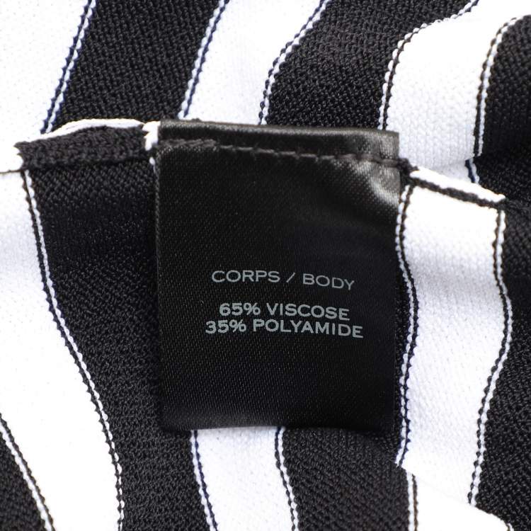 Pre Owned Balmain Black/White Striped Knit Fabric Crew Neck Sweater M