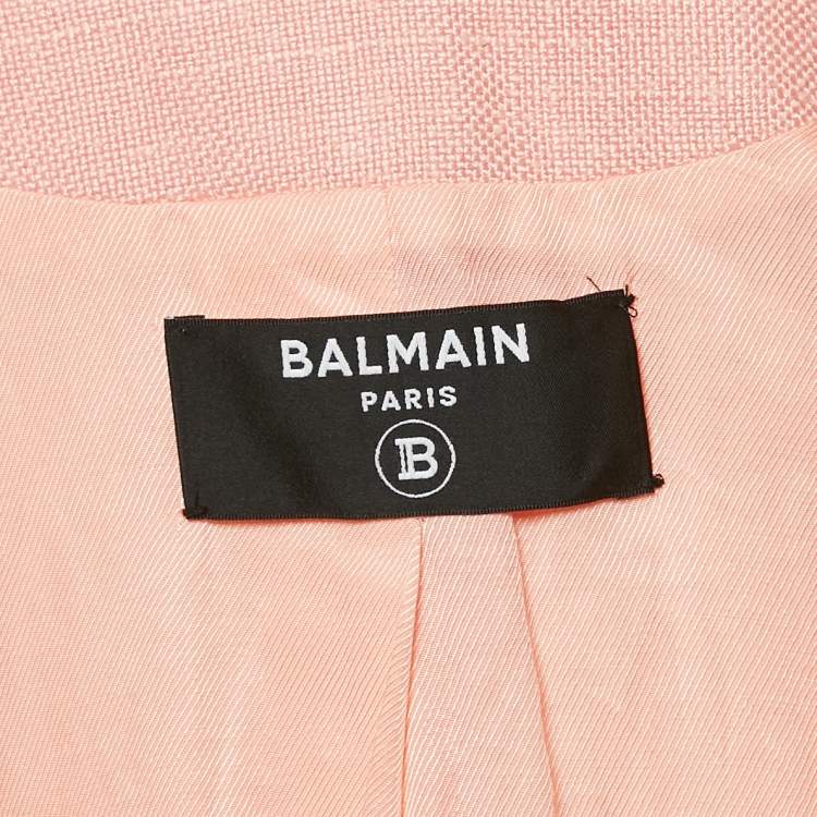 Pre Owned Balmain Pink Crepe Double Breasted Blazer S