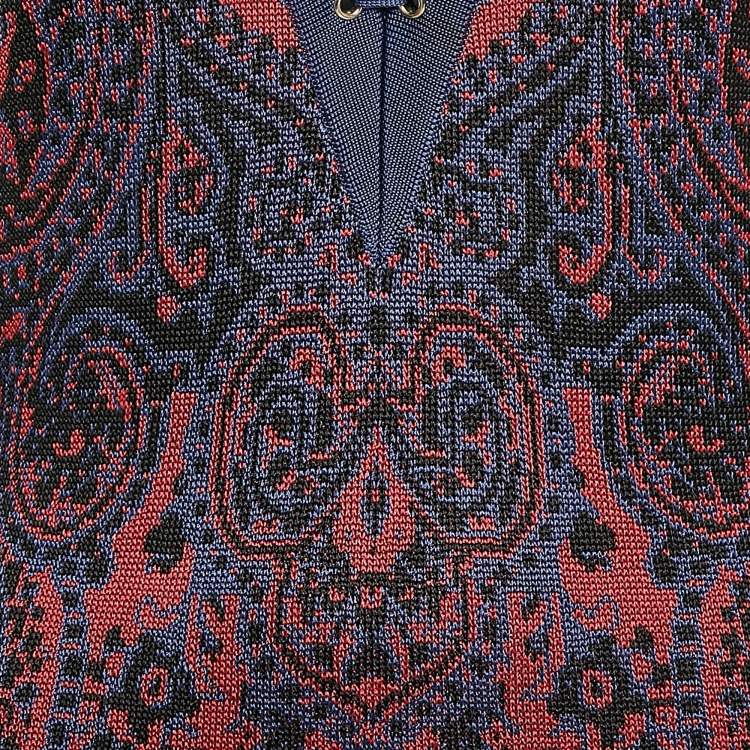 Pre Owned Balmain Red/Blue Paisley Knit Lace-Up Mini Dress M