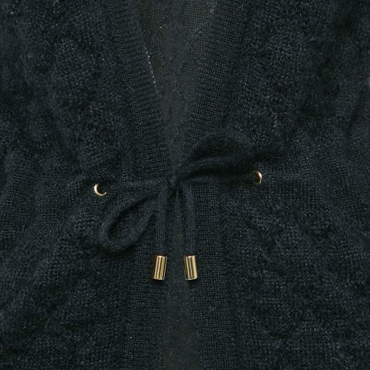 Pre Owned Balmain Black Patterned Wool Blend Cardigan S
