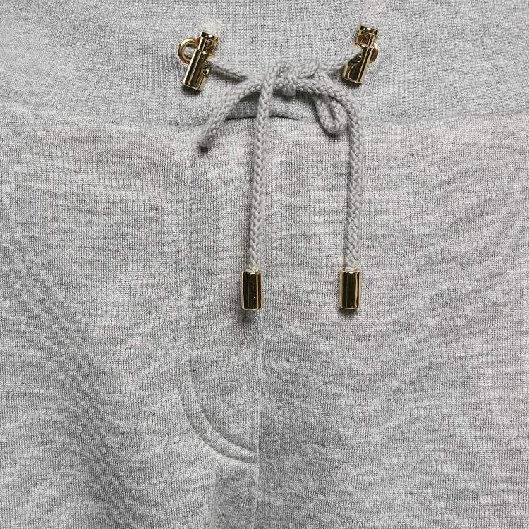 Pre Owned Balmain Grey Knit Zip and Puffer Detail Trackpants M