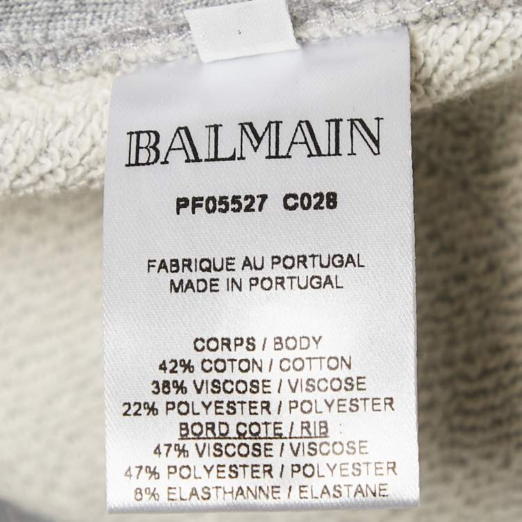 Pre Owned Balmain Grey Knit Zip and Puffer Detail Trackpants M