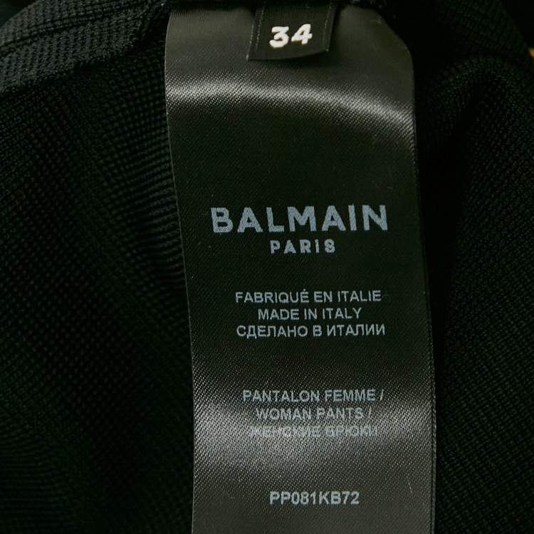 Pre Owned Balmain Black Jersey Wide-Leg Pants S