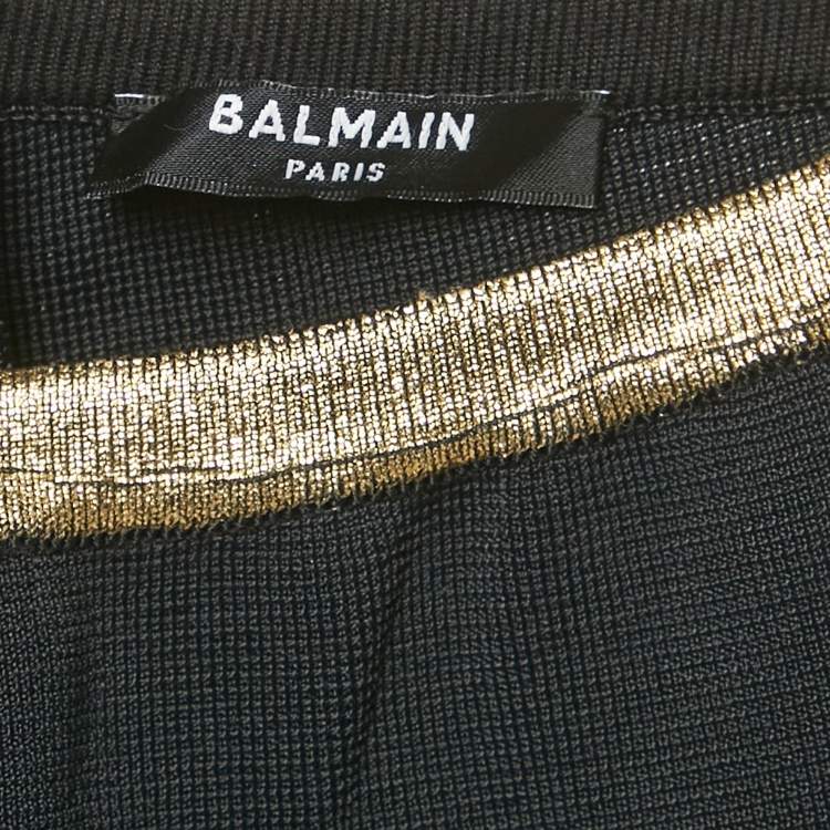 Pre Owned Balmain Black Jersey Wide-Leg Pants S