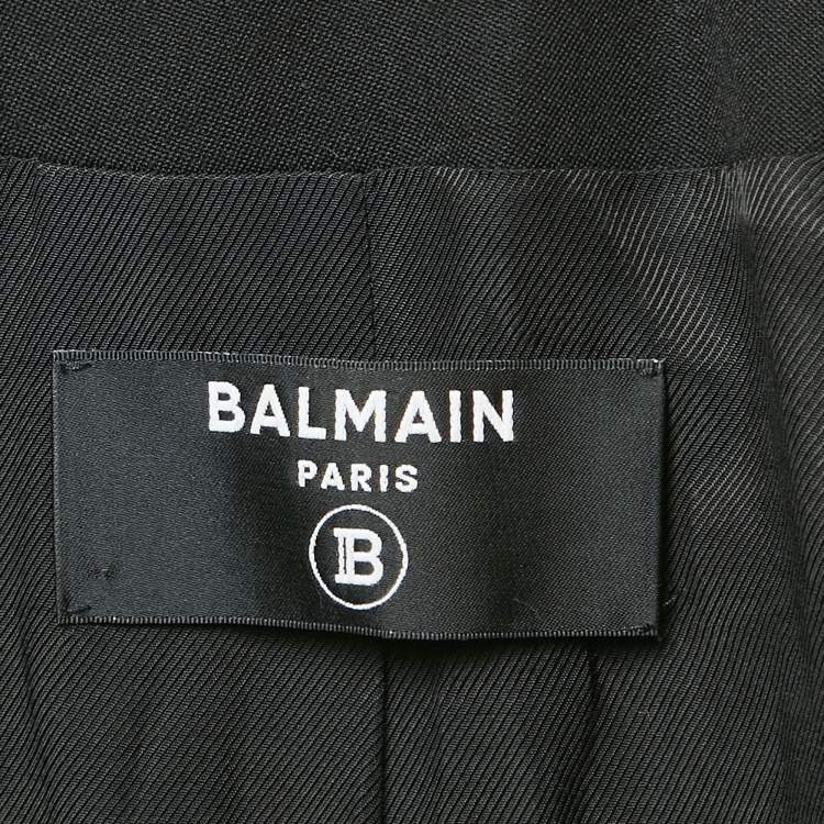 Pre Owned Balmain Black Wool Double Button Detail Breasted Blazer M