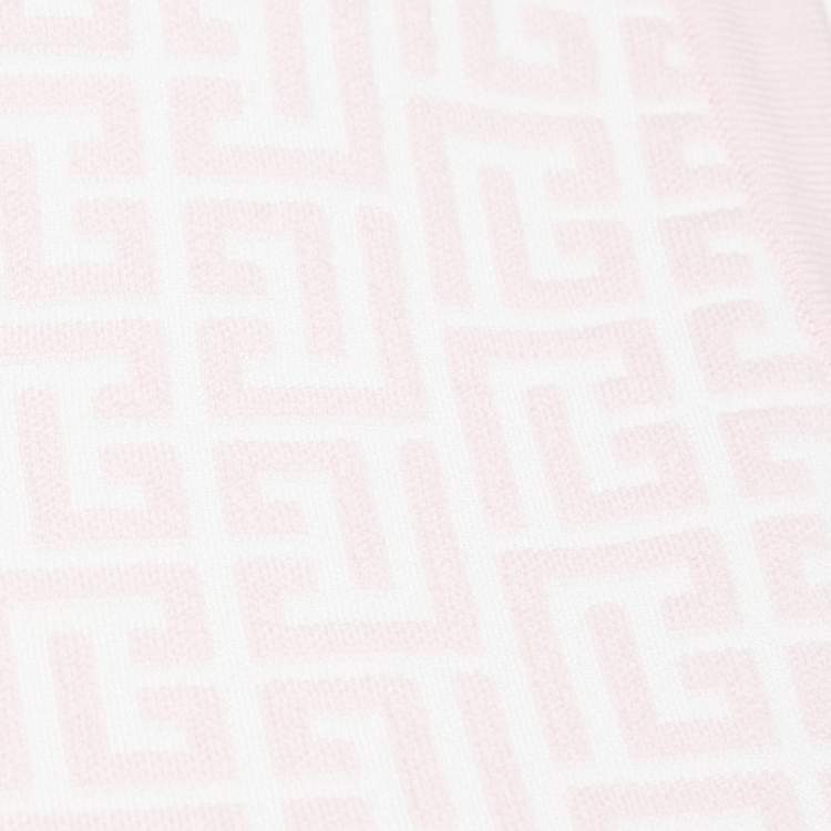 Pre Owned Balmain Pink Monogram Jacquard Knit Sleeveless Crop Top S
