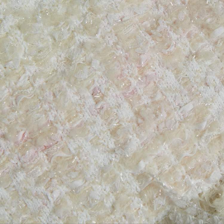 Pre Owned Balmain White Tweed Button Detail Pencil Skirt M