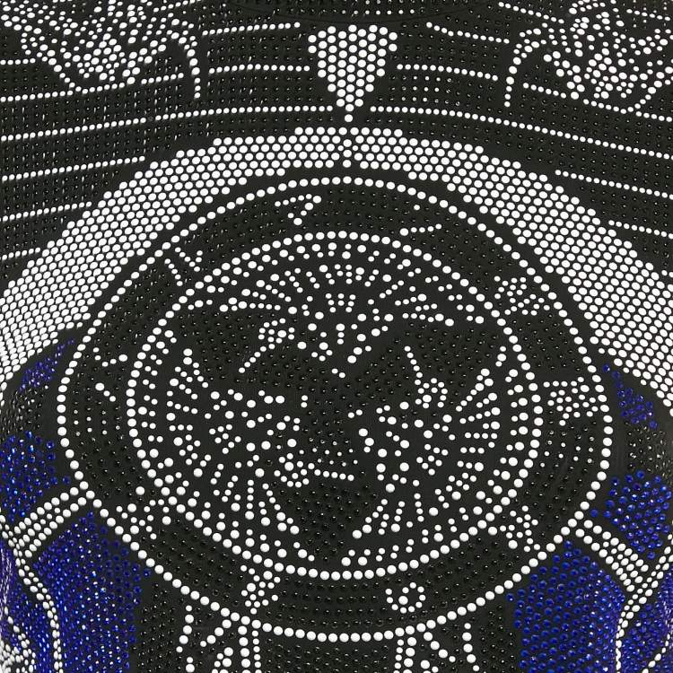Pre Owned Balmain Blue/Multicolor Studded Mini Bodycon Dress M