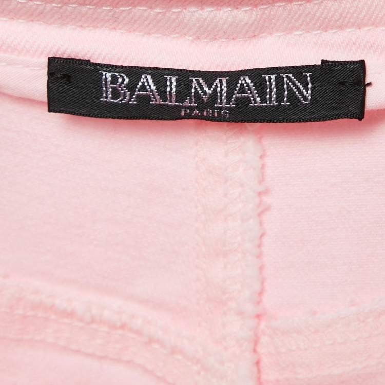 Pre Owned Balmain Pink Denim Button Detail Jeans M Waist 28"