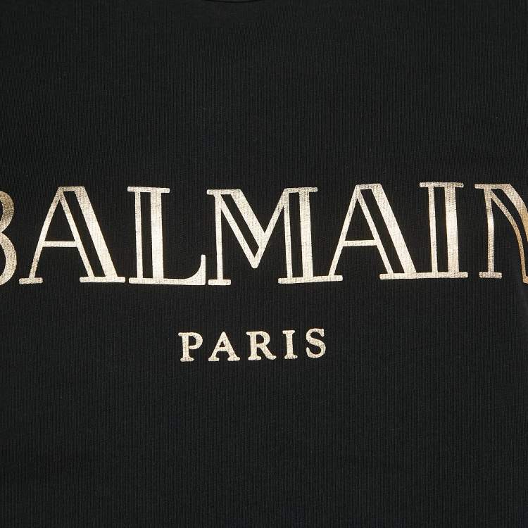 Pre Owned Balmain Black Logo Print Cotton Knit Button Detail Sleeveless Top S