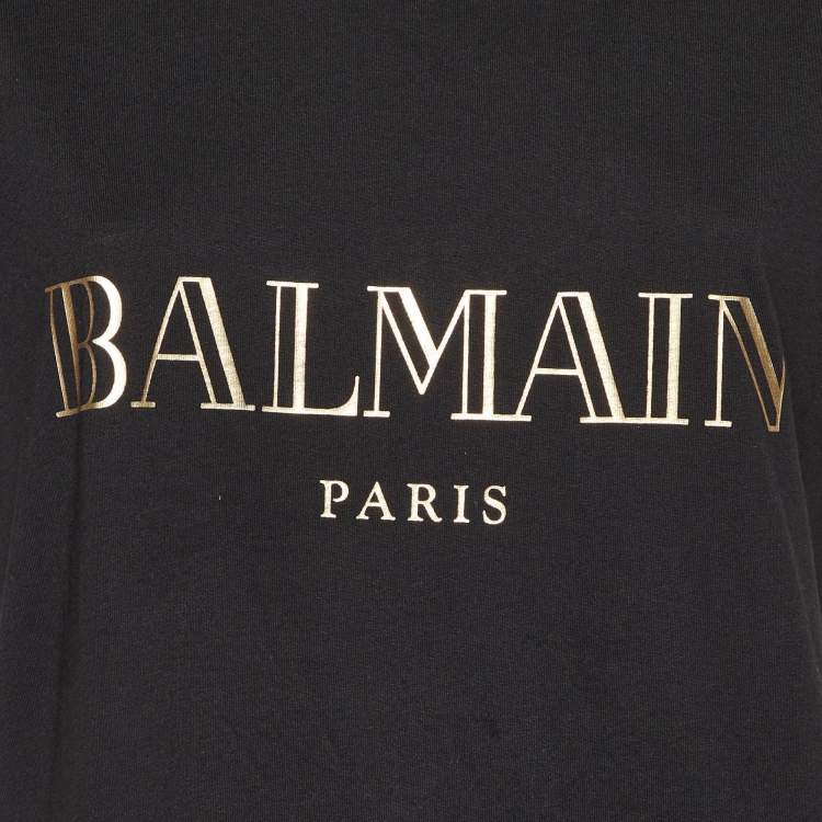 Pre Owned Balmain Black Logo Print Jersey Sleeveless T-Shirt L